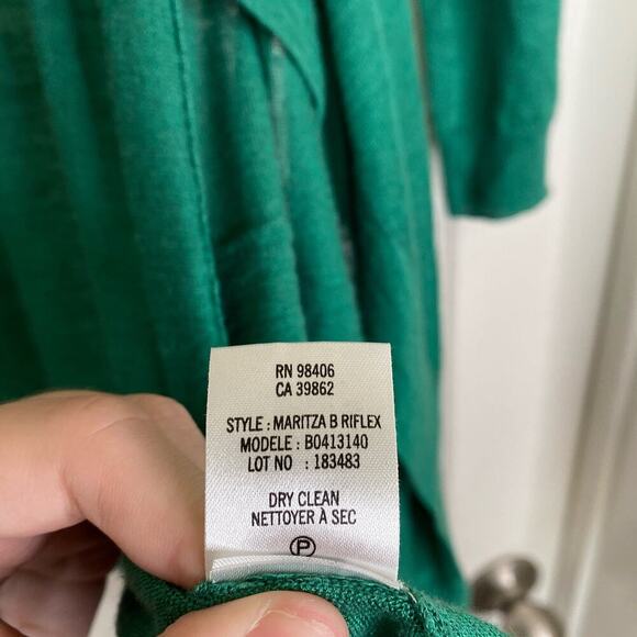THEORY Maritza B Cardigan Shawl Drape Collar Green Size Small Linen Silk - Picture 6 of 6
